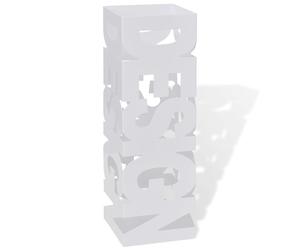 vidaXL Paragüero cuadrado blanco de acero, 48.5 cm, guarda bastones