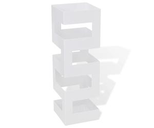 vidaXL Paragüero cuadrado soporte de bastones acero blanco 48,5 cm
