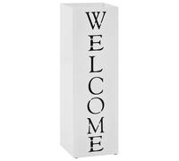 vidaXL Paragüero diseño Welcome acero blanco