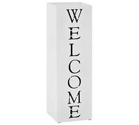 vidaXL Paragüero Diseño Welcome Acero Blanco para Hogar