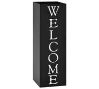 vidaXL Paragúero Diseño Welcome Acero Accesorios Decoración Hogar Casa Color Negro, Blanco,