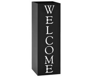 vidaXL Paragúero diseno Welcome acero negro