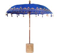 vidaXL Parasol balinés con base, color azul, 215 x 215 x 260 cm