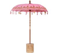 vidaXL Parasol balinés con base, color rosa, 185 x 185 x 260 cm