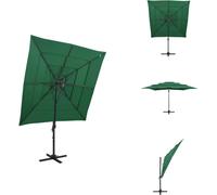 vidaXL Parasol con mástil de aluminio, de 4 capas, color verde, 250x250 cm - Parasoles y protección solar