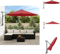 vidaXL Parasol de pared, color rojo intenso, 290 cm - Parasoles y protección solar