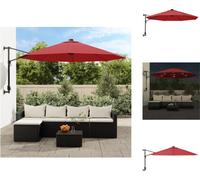 vidaXL Parasol de pared con luces LED, color rojo intenso, 290 cm - Parasoles y protección solar