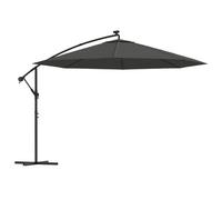 vidaXL Parasol para jardín con iluminación LED y mástil de metal, 350 cm, color antracita