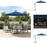 vidaXL Parasol para jardín con luces LED y mástil de acero, 300 cm, color azul turquesa - Parasoles y protección solar
