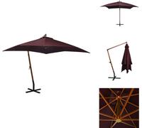 vidaXL Parasol para pérgola con mástil, color burdeos, 3x3 metros, madera maciza de abeto - Parasoles y protección solar