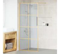 VidaXL: Mampara de ducha corredera, color dorado, 90 x 195 cm, vidrio templado