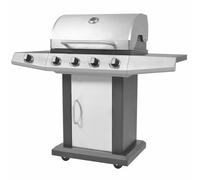 vidaXL Parrilla de Barbacoa a Gas Plateado Acero con Manguera de Metal
