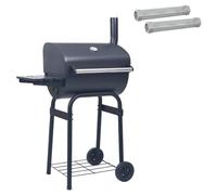 vidaXL - Parrilla de carbón (75 x 48 x 120 cm), color plateado, parrilla para exteriores moderna, equipo de cocina portátil, juego de barbacoa de acero para jardín, compacto y resistente