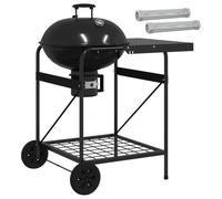 vidaXL Parrilla de carbón con tubos ahumadores de 91 x 71 x 107 cm, acero negro, moderna parrilla de carbón, cocina al aire libre, tubos de ahumador, portátil, patio trasero, control de calor con