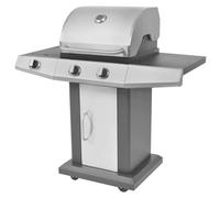 vidaXL Parrilla de Gas con Quemador con rueda con puerta Plateado