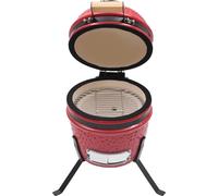 vidaXL Parrilla y ahumador Kamado 2 en 1, cerámica, 56 cm, color rojo
