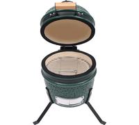 vidaXL Parrilla y ahumador Kamado 2 en 1, cerámica, 56 cm, color verde