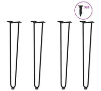 vidaXL Patas de horquilla para consolas , 4 unidades, color negro, 72 cm, acero macizo