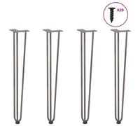 vidaXL Patas de horquilla para consolas para consolas 4 unidades Acero natural 72 cm Acero macizo