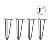 vidaXL Patas de horquilla para mesa de centro (4 unidades, acero natural, 30 cm, acero macizo)