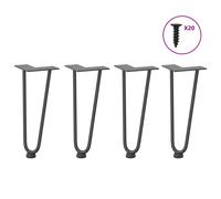 vidaXL Patas de horquilla para mesa de centro (4 unidades, antracita, 30 cm, acero macizo)