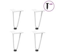 vidaXL Patas de horquilla para mesa de centro (4 unidades), color blanco, 20 cm, acero macizo