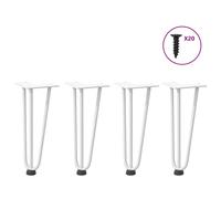 vidaXL Patas de horquilla para mesa de centro (4 unidades), color blanco, 30 cm, acero macizo