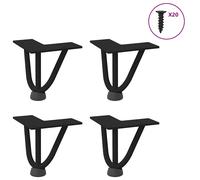 vidaXL Patas de horquilla para mesa de centro (4 unidades), color negro, 10 cm, acero macizo
