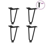 vidaXL Patas de horquilla para mesa de centro (4 unidades), color negro, 20 cm, acero macizo