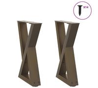 vidaXL Patas para mesa de centro (2 unidades, acero natural, 28 x 42-43,3 cm)