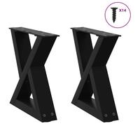 vidaXL Patas para mesa de centro (2 unidades), color negro, 40 x (30-31,3) cm, acero