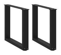 vidaXL Patas para mesa de centro en forma de U (2 unidades), color negro, 50 x (42-43) cm, acero