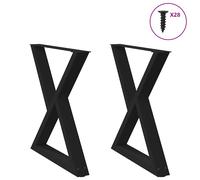 vidaXL Patas para mesa de comedor, 2 unidades, acero negro, 80 x 72-73,3 cm