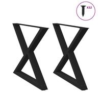 vidaXL Patas para mesa de comedor (2 unidades), color negro, 90 x (72-73,3) cm, acero