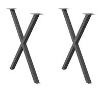 vidaXL Patas para mesa de comedor en forma de X (2 unidades), antracita, 70 x (72-73) cm, acero