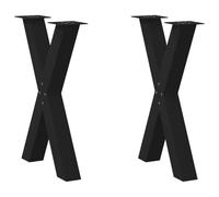vidaXL Patas para mesa de comedor en forma de X (2 unidades), color negro, 60 x (72-73) cm, acero