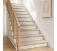 vidaXL Peldaño 8 uds. 80 x 25 x 2 cm Blanco Madera de Roble Sólido