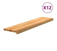 vidaXL Peldaños de escalera 12 uds madera maciza roble marrón claro