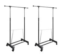 vidaXL Perchero ajustable para ropa 1 barra 2 unidades