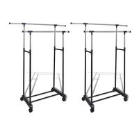 vidaXL Perchero ajustable para ropa 2 barras 2 unidades