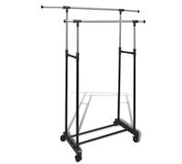 vidaXL Perchero ajustable para ropa 4 ruedas 2 barras