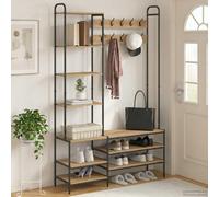 vidaXL Perchero con banco para zapatos Roble artisan