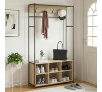 vidaXL Perchero con zapatero, estilo Sonoma, fabricado en madera contrachapada