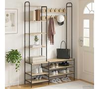 vidaXL Perchero con banco para zapatos Roble Sonoma
