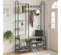 vidaXL Perchero con banco para zapatos Sonoma gris 120,5 x 34 x 190 cm