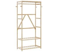 vidaXL Perchero con estantes de bambú para colgar ropa, 80x40x175 cm