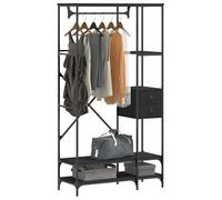 vidaXL Perchero con estantes madera de ingeniería en color Roble ahumado/Marrón roble/Roble Sonoma y más | práctico organizador multiusos diseño compacto funcional