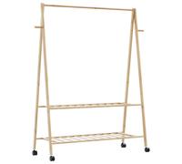 vidaXL Perchero bambú con estantes y ruedas 132x45,5x155,5 cm