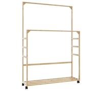 vidaXL Perchero con estantes y ruedas 90x35x155 cm bambú