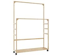 vidaXL Perchero con estantes y ruedas 90x35x155 cm bambú